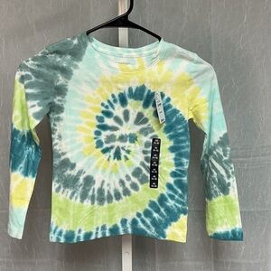 Land’s End dark peackock swirl Tie-Dye Long Sleeve Kids Shirt